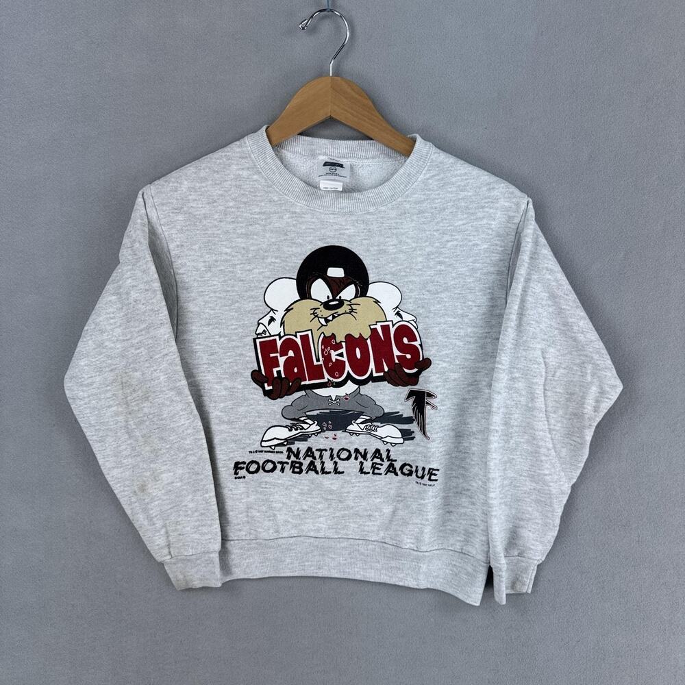 Vintage Atlanta Falcons Sweatshirt Youth 10/12 Gray NFL Football CSA Taz 90s